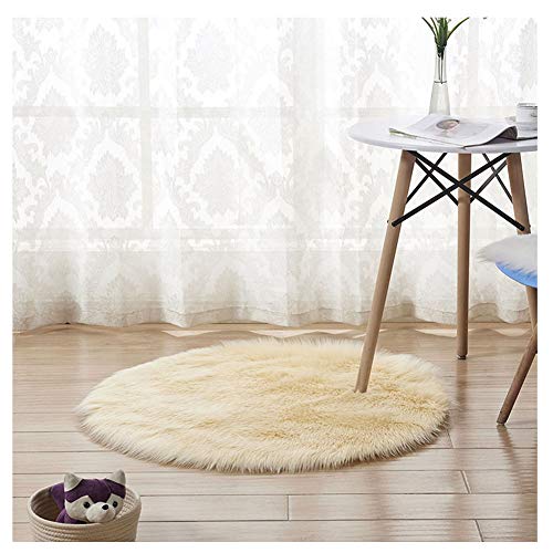 DAIHAN Alfombras Redondas de imitación de Piel de Cordero,excelente Piel sintética de Calidad Alfombra de Lana para salón Dormitorio baño sofá Silla cojín Amarillo Claro 45 * 45cm