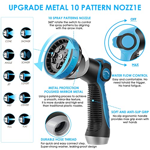 Image of KETTOYA 75FT Expandable Garden Hose, Flexible Water Hose with 10-Pattern Spray Nozzle, Leak-Proof Retractable Heavy Duty Hose Pipe, 4-Layer Latex Core, Durable 3750D, Male Valve Connector, Kink-Free