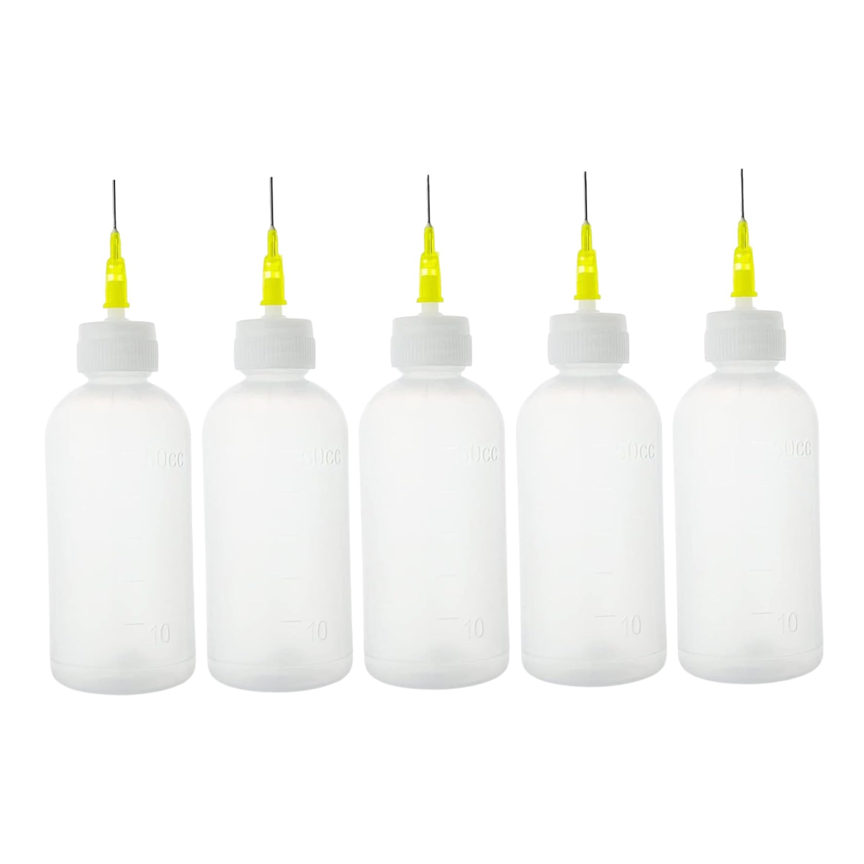 Faroby White 5Pcs Needle Tip Squeeze Bottle 50Ml, Thicken Precision Tip Applicator Bottle With Scale Pe Craft Glue Bottles For Fine Supplies