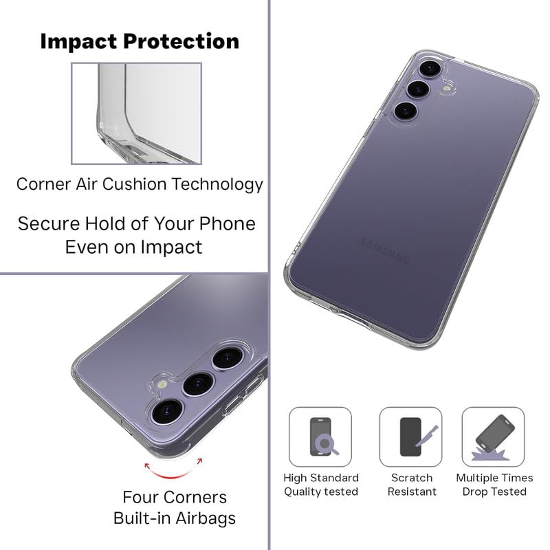 Image of Case Creation New Samsung S24 Plus Premium Imported 0.3mm Crystal Clear Totu Silicone Transparent Flexible Soft Corner Protection with TPU Slim Back Case Color Cover for S24 Plus