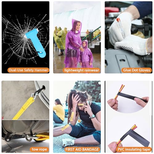 image for LIANXIN Car Emergency Roadside Tool Kit, Auto Emergency Kits Vehicles,