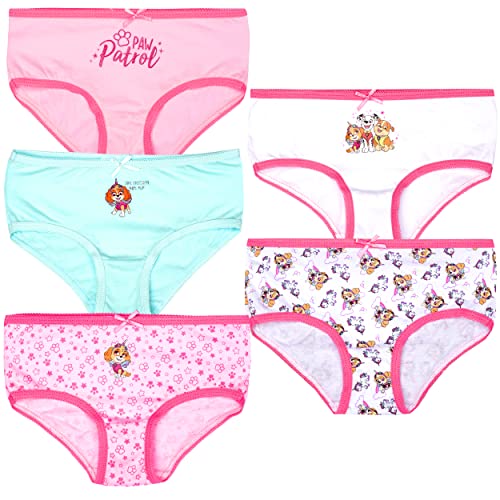 Paw Patrol - Multipack de sous-vêtements pour Filles - Lot de 5 Culottes pour Filles - Culottes 100% Coton - Variété de Motifs avec Personnages- 4/5 Ans