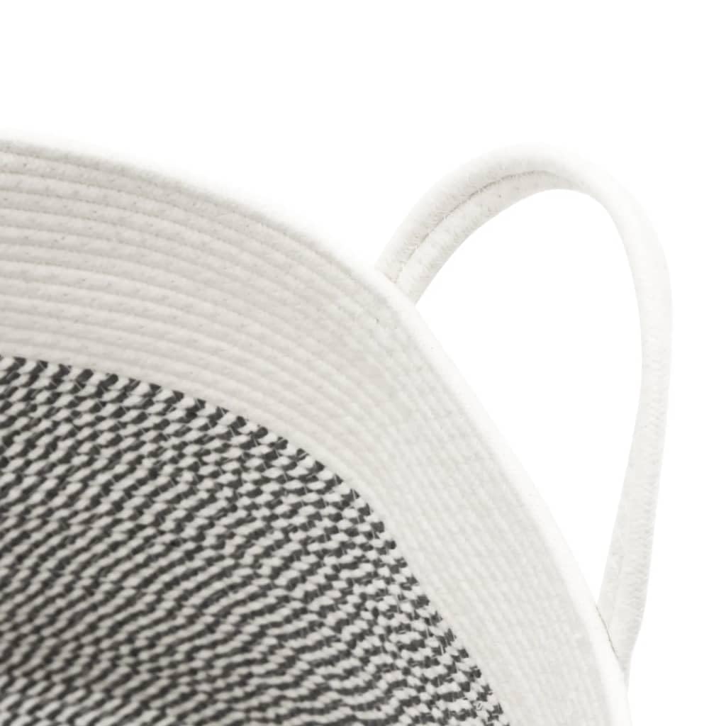 Rantry Aufbewahrungskorb Grau und Weiß Ø51 x 33 cm aus Baumwolle, Aufbewahrungskörbe, Badezimmer-Aufbewahrungskorb, Aufbewahrungskorb zum Aufhängen, Organizer zum Aufhängen