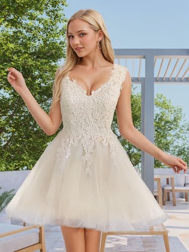 JAEDEN Homecoming Dresses for Teens Short - Prom Dress 2024 HOCO Dresses Lace V Neck Tulle3