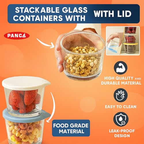 Image of PANCA Fridge Storage Containers Leak Proof Glass Jars With Lid Kitchen Storage box glass containers for Kitchen Microwave Safe Bowl Set (4)