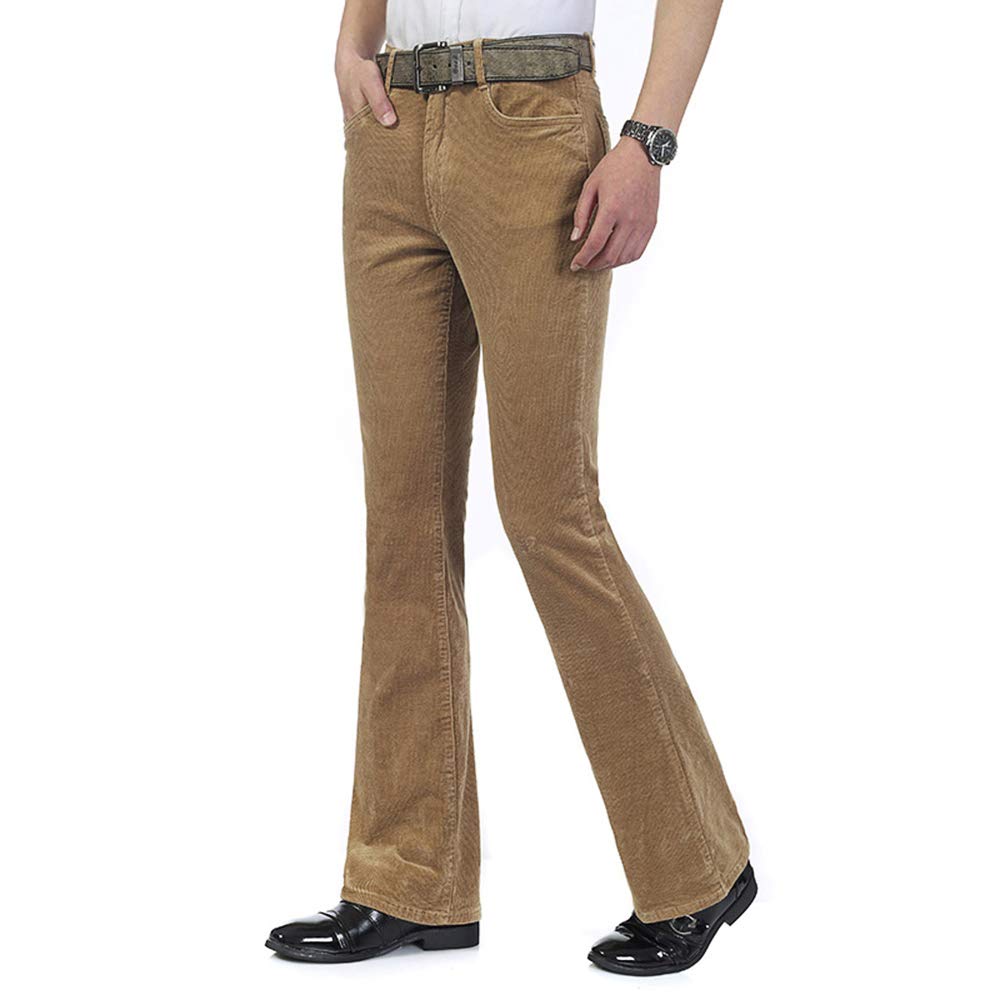 HAORUN Men Corduroy Bell Bottom Flares Pants