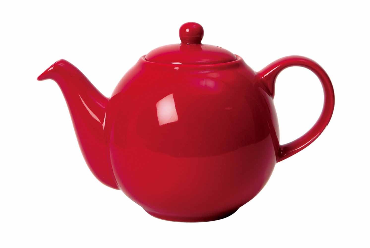 London Pottery 32160 Globe Teapot with Strainer, Ceramic, Red, Capacity 4 Cup (900 ml)