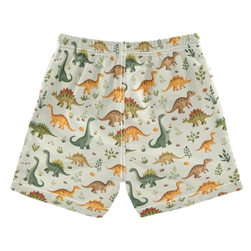 Boys Swim Trunks Quick Dry UPF 50+ Beach Board Shorts Kids Bathing Suits Swimsuit 2T Dinosaur Leaves Stone Flowers2