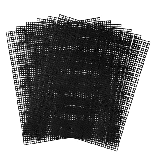 6pcs Plastic Mesh Canvas Sheets 11.02x9.06in 5CT Plastic Mesh Canvas Plastic Mesh Canvas Sheets for Embroidery Plastic Mesh Screen for DIY Crochet Crafts(Black)