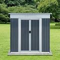 6' x 4' Outdoor Metal Storage Shed Outdoor Shed Galvanized Steel Garden Shed with Sliding Door and Window for Ventilation Storage Sheds House for Backyard Garden?Grey?