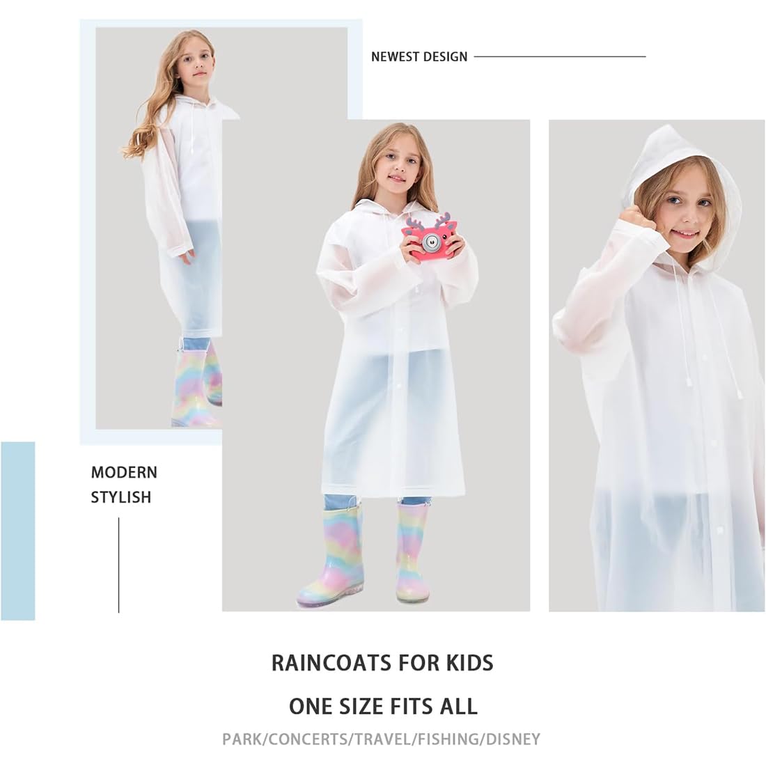 2 Piezas Eva Poncho Reutilizable,Poncho de lluvia para niños,Poncho de lluvia impermeable portátil,Adecuado para niños