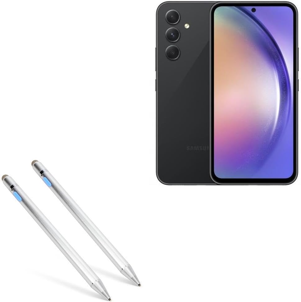BoxWave Stylus Pen Compatible with Samsung Galaxy A54 5G - AccuPoint Active Stylus (2-Pack), Electronic Stylus with Ultra Fine Tip - Metallic Silver
