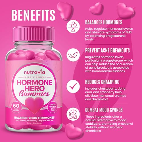 Hormone Balance For Women Gummies + PMS Relief Supplement - Supports Mood Swings, Clear Skin, Reduced Cramps and Bloating - Hormonal PMS Gummies PCOS Vitamin with Cranberry, Dong Quai (60 Gummies) - Image 3