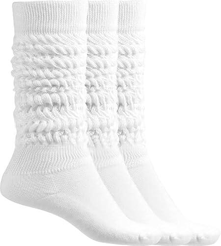 Lumenela 3 Pairs Women White Slouch Scrunch Socks Size 5-11