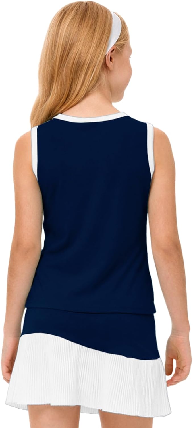 Remimi Girls Tennis Dress Cute Outfit Sleeveless Workout Tank Top and Sport Skirt Set 4-12 Years