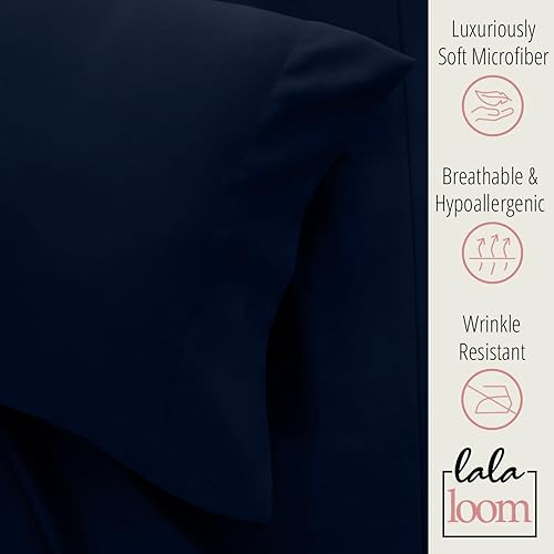 Miniatura 2 de LalaLOOM - Juego de sábanas suaves de lujo de 4 piezas para cama king con bolsillo profundo, microfibra transpirable, resistente a arrugas,