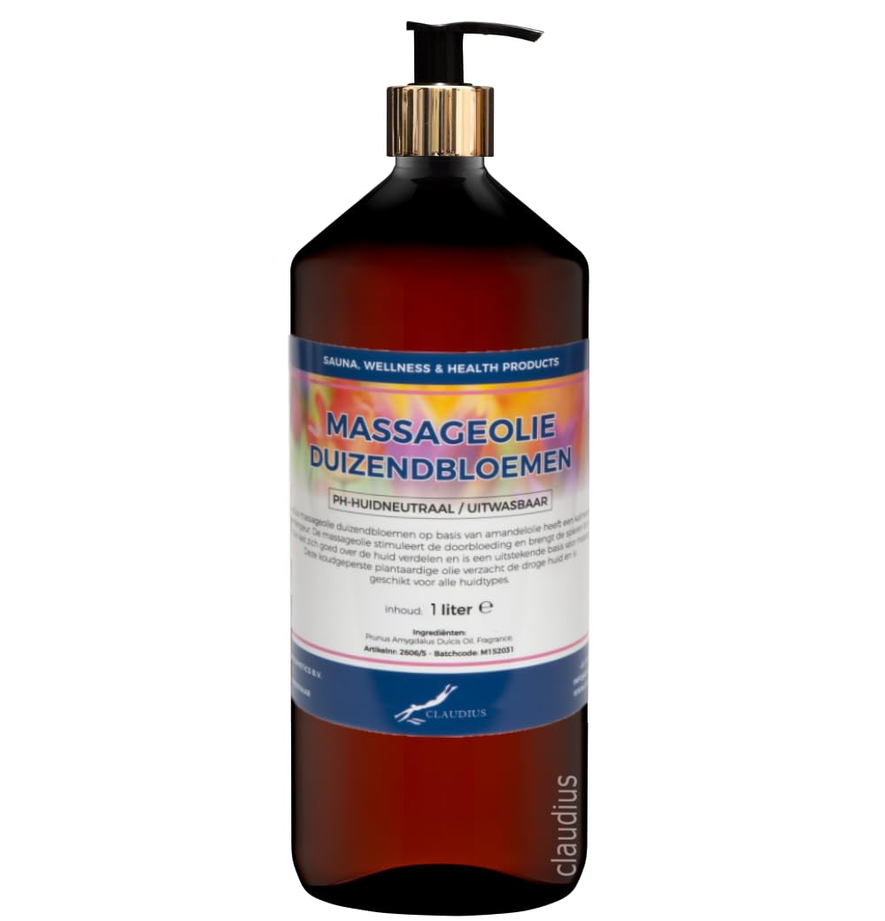 Massageöl Tausendblümchen 1 Liter mit goldener Pumpe - 100% natürlich - Bio und kalt gepresst (Bnstein)