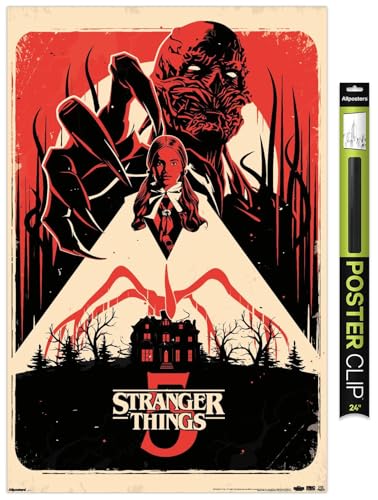 Trends International Netflix Stranger Things: Season 5 (2025) - Vecna Looms Over Wall Poster, 34L x 22.4W, Premium Poster & Clip Bundle