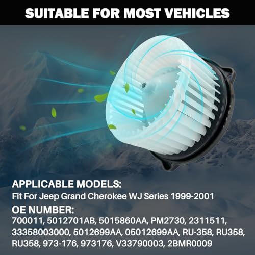 Image of 700011 AC Heater Blower Motor Fan Assembly Fit for Jeep Grand Cherokee 1999 2000 2001 5012701AB, 5015860AA