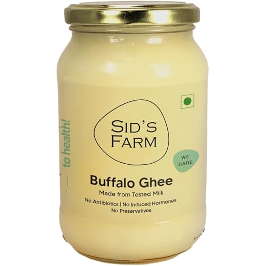Sid?s Farm Buffalo Ghee - 350g | Aromatic and Granular | Made With Safe Tested A2 Milk | Free From Antibiotics, Preservatives and Induced Hormones | Glass Jar