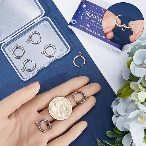 SUNNYCLUE 1 Box 12Pcs Leverback Earring Hooks Bulk Silver French Earring Hooks Earwires Huggie Hoops Stainless Steel Round Lever Backs Ear Wire Earrings Findings with Loops for jewellery Making Women - Image 3