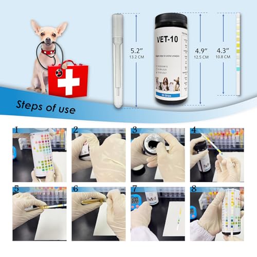 Image of QMARK Urine Test Strips for Cats & Dogs, 50 Count, 10-Parameter UTI Testing Kit with Dropper and Tube