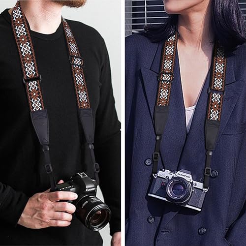 Image of Padwa Lifestyle Adjustable Camera Strap - 1.5 inch Top Layer Cowhide Head Camera Straps for Photographers, Cotton Adjustable Neck Shoulder & Crossbody Strap Quick Release for All Cameras and Binoculars