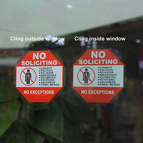 3 Set No Soliciting Sticker Static Cling Decal Inside Outside Window 6