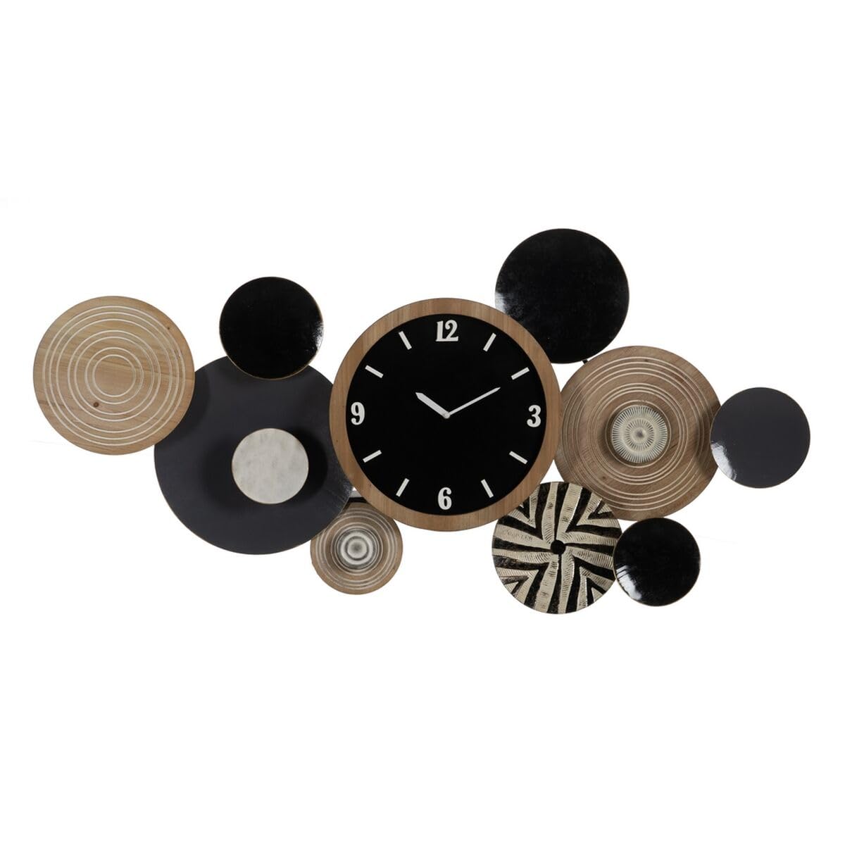 Horloge murale en fer noir et bois BigBuy Home géante de 128 cm