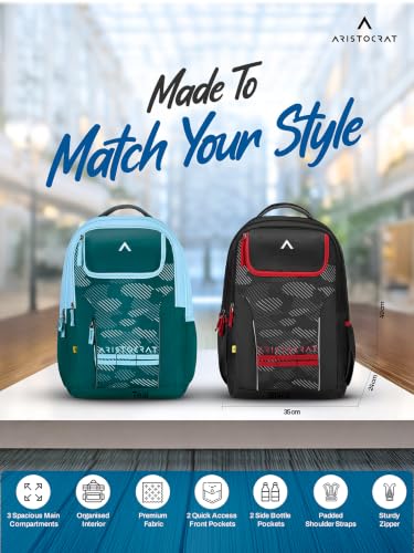 Image of Aristocrat NRG Spacious 42L Casual Backpack, 3 Compartments | Front & Side Pockets, Premium Fabric & Zipper, Padded Straps, Travel / Casual / College Bag, Unisex, 1-Year Global Warranty
