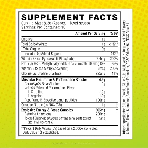 Image of C4 Original Pre Workout - Jolly Rancher Green Apple - Pre-Workout for Endurance, Focus & Performance with 200mg Caffeine, Beta-Alanine, Creatine Nitrate, L-Arginine & PeptiPump - 30 Servings