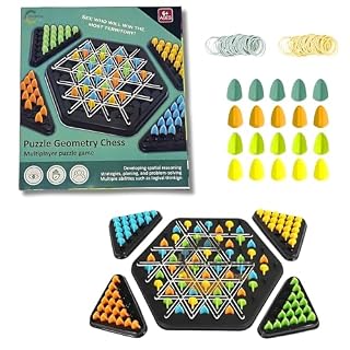 CountryLink Triggle Chain - Elastic Band Triangle Chess Game | Brain Teaser Puzzle for Kids & Adults | Montessori 3D Logical Thinking & Strategy Board Game | Family Fun Desktop Activity