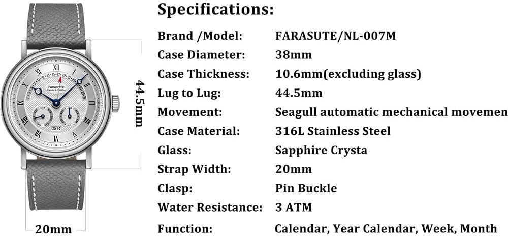 FARASUTE メンズ自動巻き腕時計 38mm 高級機械式腕時計 サファイアミラー フライバック機能 MOV 年 週 月, メンズ腕時計3。, ドレス、ラグジュアリー、スポーツ。 Amazonで販売中 FARASUTE メンズ自動巻き腕時計 38mm 高級機械式腕時計 サファイアミラー フライバック機能 MOV 年 週 月, メンズ腕時計3。, ドレス、ラグジュアリー、スポーツ。 Amazonで販売中