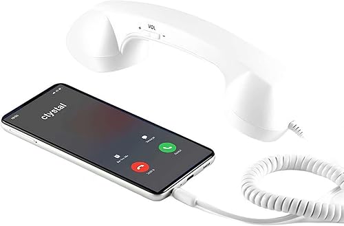 Retro Phone Handset for Phone & Android,Cell Phone Receiver with Microphone & Speaker,Type-C3.5mm Jack,Vintage Old School Telephone Handset 90s