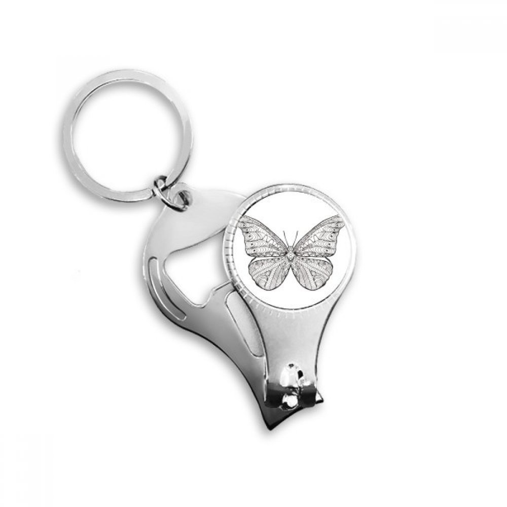 Porte-clés métal papillon avec coupe-ongles et décapsuleur intégré