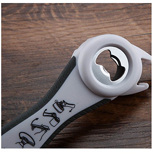 5 In 1 Lids Off Jar Opener, Bottle Opener, Ideal For Women, Kids, Seniors - For Multipurpose Kitchen Tool, Easy Open. White #TOP3