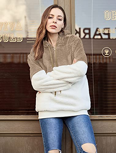LONGYUAN Women Casual Hoodies Fashion Fuzzy Warm Pullover Sherpa Outerwear with Pockets - Image 5