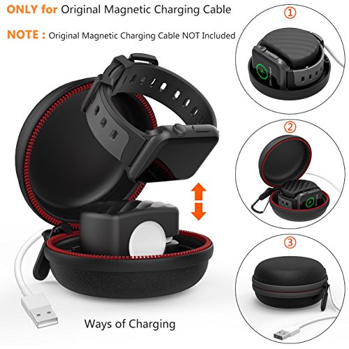 HAOZOUSA Compatible Apple Watch Charger Stand Holder, Charging Station EVA Hard Protective Storage Case Dock for iWatch Series 6 5 4 3 2 1 38mm 40mm 42mm 44mm【Charger Not Included】 Black