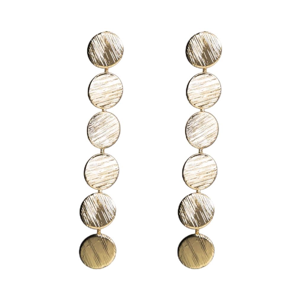 MAJALEPendientes Largos con Colgantes Dorados con Baño Oro 18K Obsequio San Valentín - Pendientes Grandes Elegantes Estilo Contemporáneo y Minimalista para Fiesta