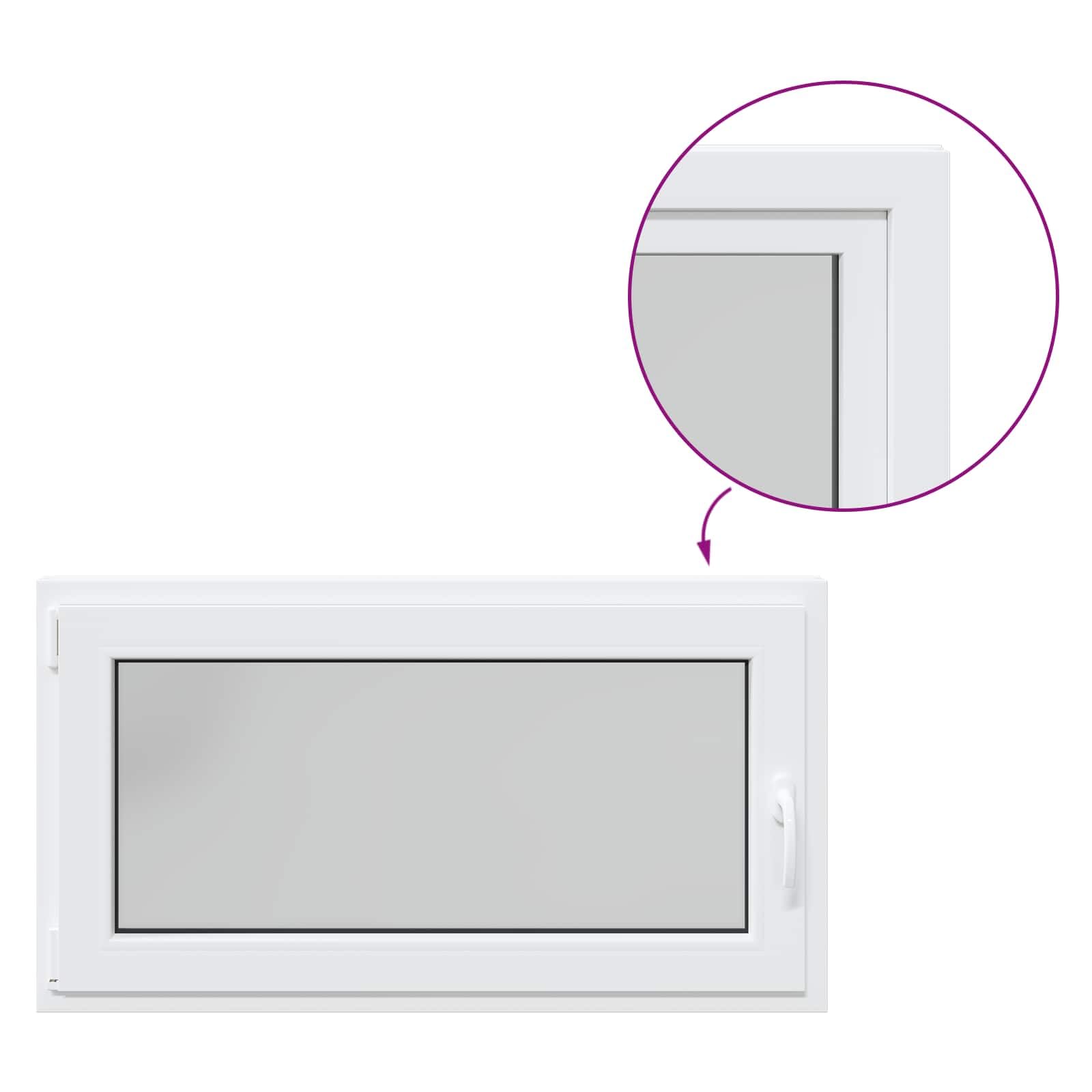 vidaXL Ventana de sótano RISOR 110 x 60 cm PVC y Vidrio Blanco, Sótano, Aislante Térmico Moderno y Duradero para Ventanas Eficientes, Accesorios de Vidrio PVC Aislantes