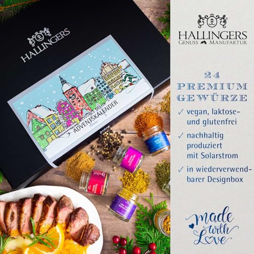 Foto von Hallingers Gewürze Adventskalender 2025 – 24 Gourmet Gewürze & Mischungen – Feinschmecker Geschenkidee für Hobbyköche – Premium Qualität - Made in Germany