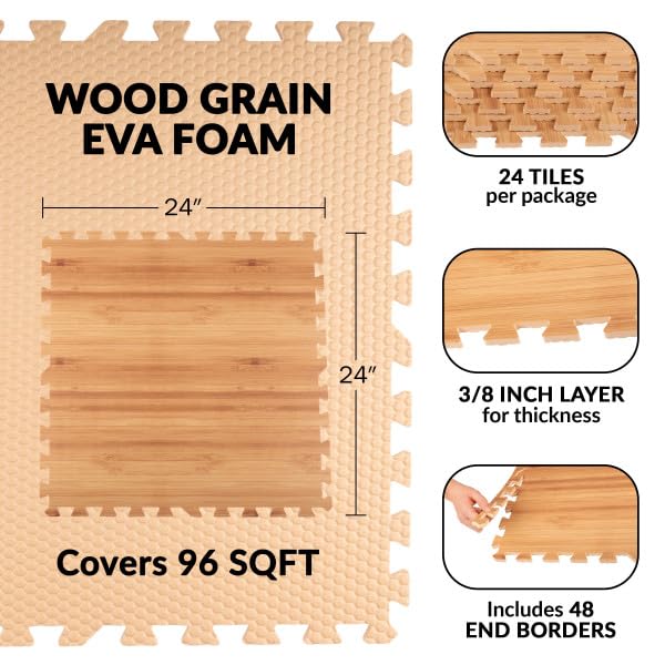 Snapklik.com : EVA Foam Floor Tiles 24-Pack - 96SQFT Puzzle Mats For ...