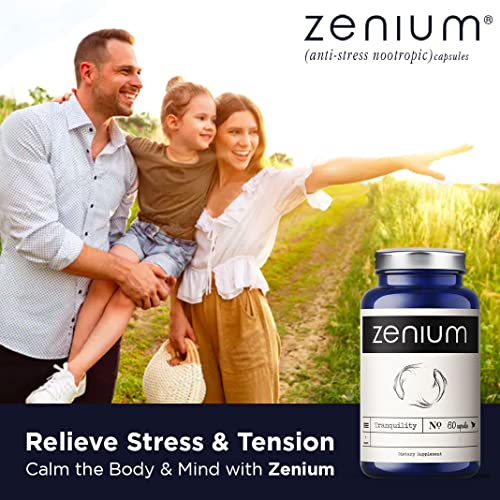 Zenium Stress Relief Supplement & Support Item for Women & Men | Anti Tension | Stop Worry & Nervousness | Boost Mood | Happy Pills | Fight Cortex Fatigue |60 Capsules | Calm The Body & The Mind - Image 3
