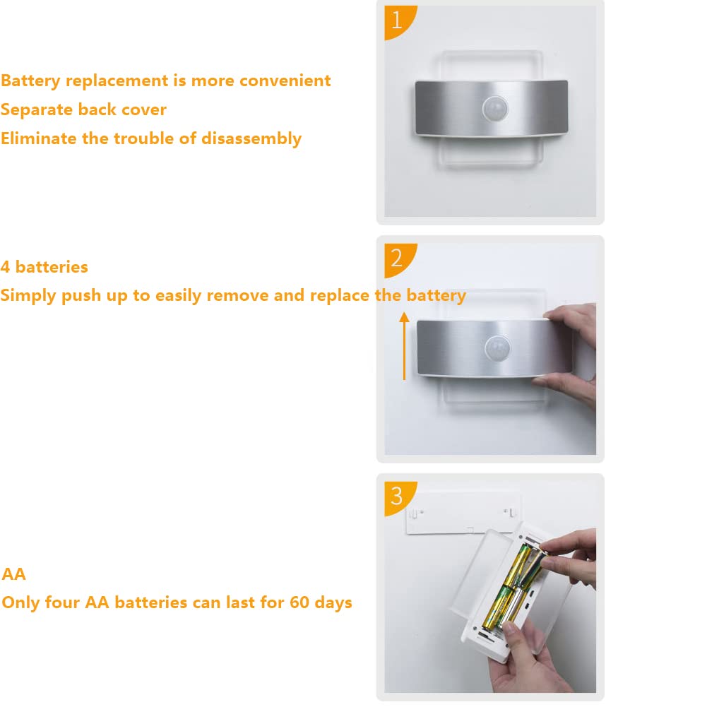 LED Nachtlicht Bewegungsmelder Batterie Nachtlampe USB Wiederaufladbar Warmweiß Mit 3 Modi(Auto/ON/OFF) Sensor Licht Schrankleuchte Aluminium Wandleuchte Für Kinderzimmer, Bad, Flur, Küche