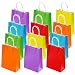 Cooraby 30 Pieces Kraft Paper Bags Candy Bags Party Favor Bags with Handle for Birthday, Tea Party, Gift, Wedding and Party Celebrations, 6 Colors