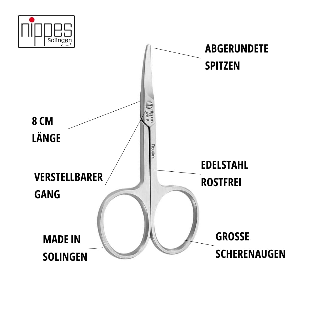 nippes Solingen Professional Baby Scissors, Silver, 8cm (Babyschere) - Image 3