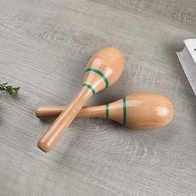 2 Pcs Wood Maracas for Kids Adults, Wooden Maracas Shakers Musical Instrument