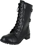 Soda Dome Mid Calf Height Women's Military / Combat Boots, Black, 8