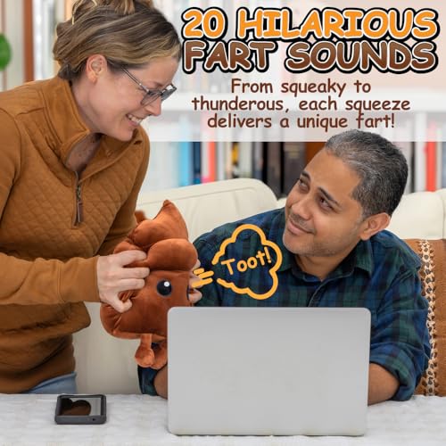 Image of Twiddler Toys Poop Emoji Fart Noise Maker - Large 11 inch Plush Pillow Toy with 20 Hilarious Farting Sounds - Funny Gag Gift for Friends and Coworkers