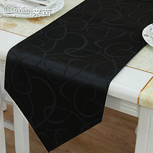 Chemin de table de Noël noir bicolore contrasté 33 x 200 cm en tissu opaque lavable